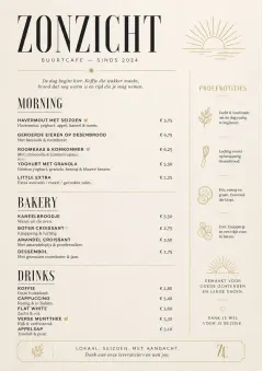 Sunrise Short Carte menu template preview