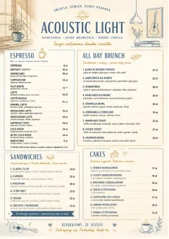 Acoustic Light menu template preview
