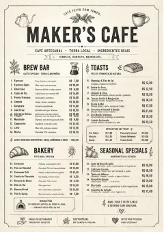 Craft Artisan menu template preview