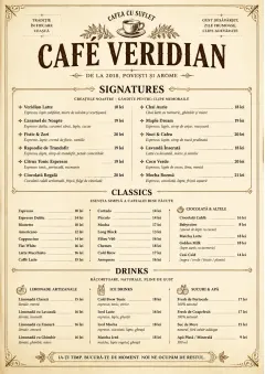 Vintage Classic menu template preview