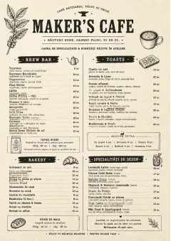 Craft Artisan menu template preview