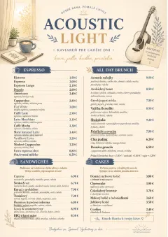 Acoustic Light menu template preview