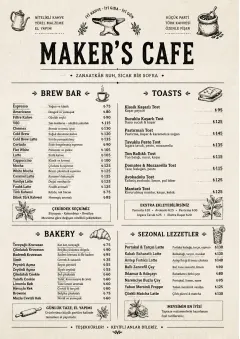 Craft Artisan menu template preview