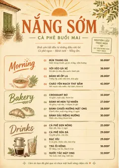 Sunrise Short Carte menu template preview