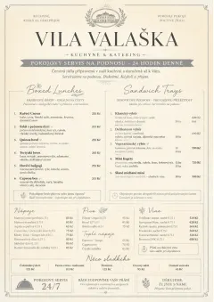 In-Room Tray Service menu template preview