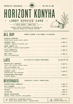 Lobby Service Card menu template preview