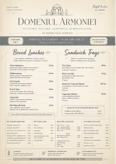 In-Room Tray Service menu template preview