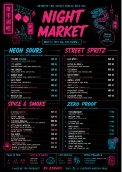 Neon Night Market menu template preview