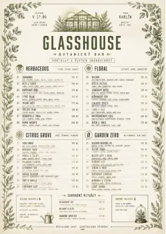 Botanical Glasshouse menu template preview