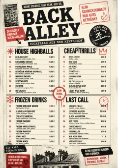 Urban Dive Bar menu template preview