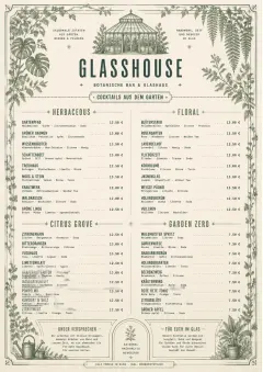 Botanical Glasshouse menu template preview