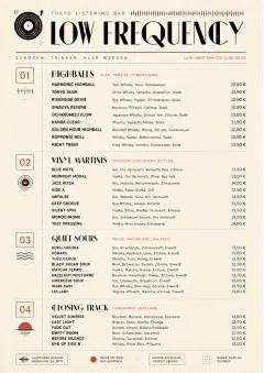 Tokyo Listening Bar menu template preview