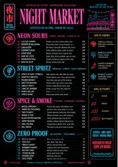 Neon Night Market menu template preview