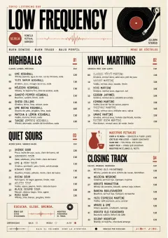 Tokyo Listening Bar menu template preview