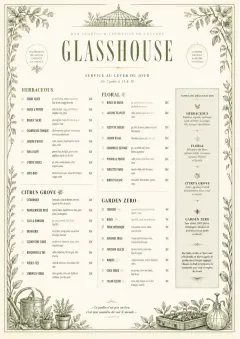 Botanical Glasshouse menu template preview