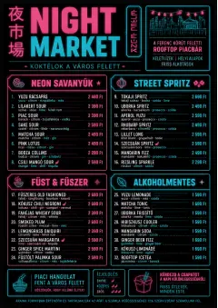 Neon Night Market menu template preview