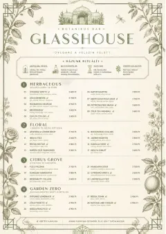 Botanical Glasshouse menu template preview
