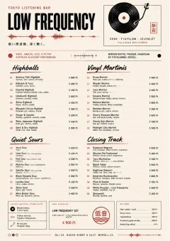 Tokyo Listening Bar menu template preview