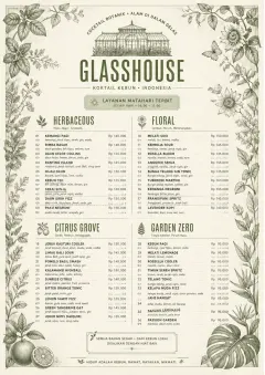 Botanical Glasshouse menu template preview