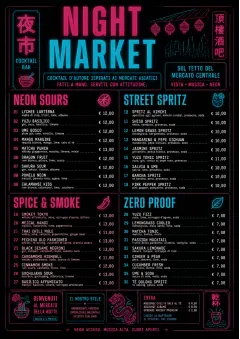 Neon Night Market menu template preview