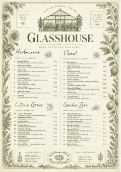 Botanical Glasshouse menu template preview