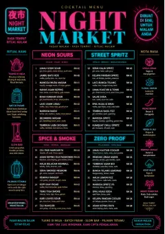 Neon Night Market menu template preview