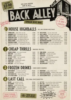 Urban Dive Bar menu template preview