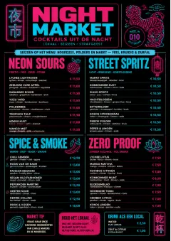 Neon Night Market menu template preview