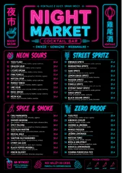 Neon Night Market menu template preview