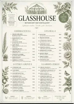 Botanical Glasshouse menu template preview