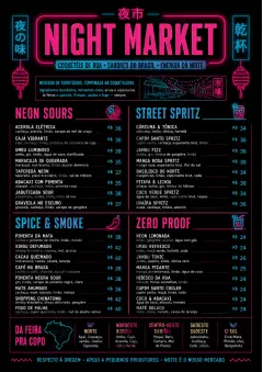 Neon Night Market menu template preview