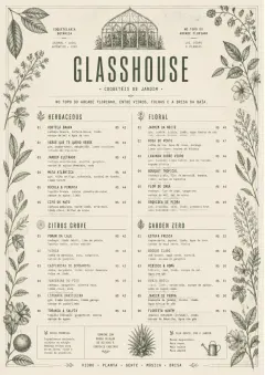 Botanical Glasshouse menu template preview