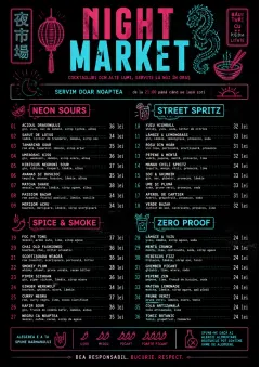 Neon Night Market menu template preview