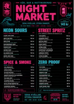 Neon Night Market menu template preview
