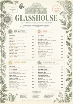 Botanical Glasshouse menu template preview
