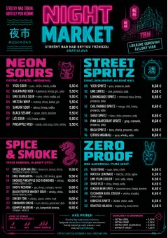 Neon Night Market menu template preview