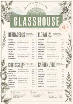Botanical Glasshouse menu template preview