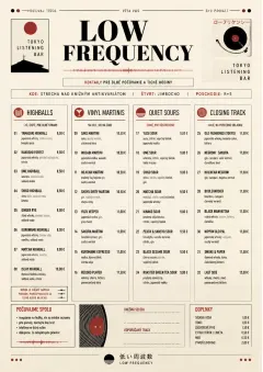 Tokyo Listening Bar menu template preview