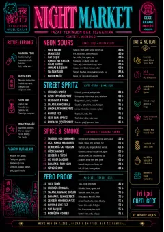 Neon Night Market menu template preview