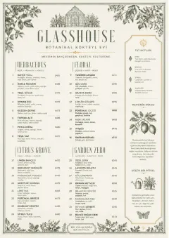 Botanical Glasshouse menu template preview
