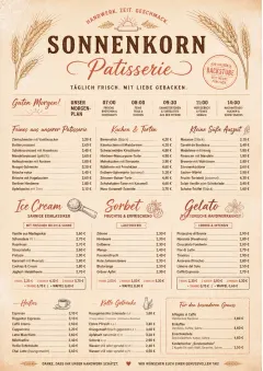 Bakery Rustic menu template preview