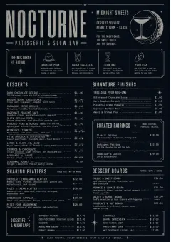 Midnight Sweets menu template preview