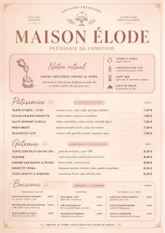 Patisserie Counter menu template preview