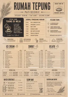 Bakery Rustic menu template preview