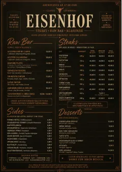 Classic Steakhouse menu template preview