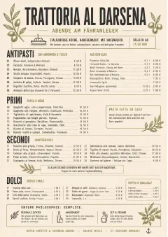 Trattoria Evening menu template preview