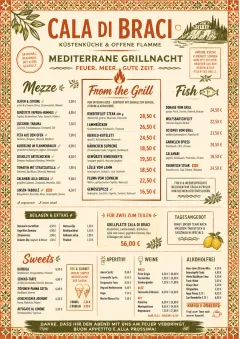 Mediterranean Grill Night menu template preview