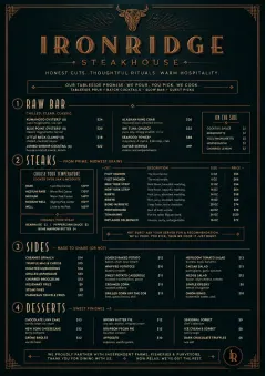 Classic Steakhouse menu template preview