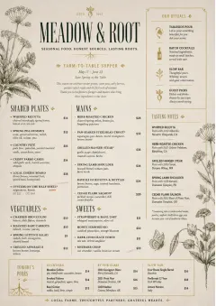 Farm-to-Table Supper menu template preview