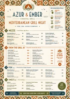 Mediterranean Grill Night menu template preview